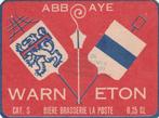 Bieretiket België : La Poste Warneton-Waasten Abbaye, Collections, Marques de bière, Enlèvement ou Envoi, Utilisé, Autres types