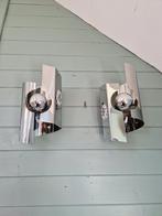 Paar Space Age wandlampen in verchroomd metaal, 1970, Antiek en Kunst, Ophalen of Verzenden