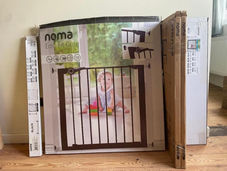 Volledige set Noma traphekje zwart (klembevestiging), Kinderen en Baby's, Traphekjes, Zo goed als nieuw, Klemhekje, Aluminium