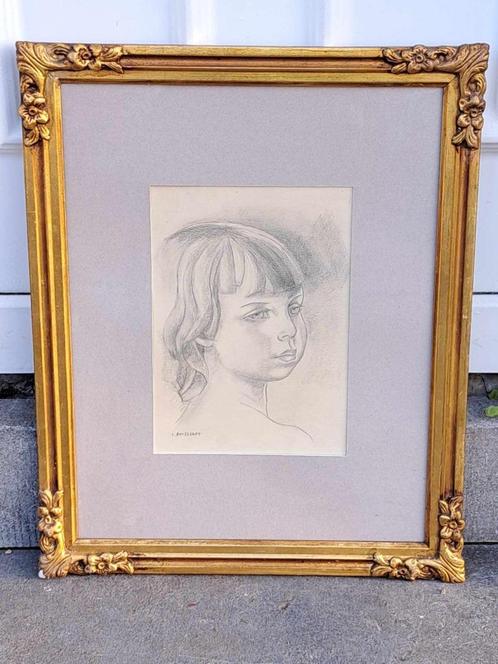 dessin enfant signe louis buisseret, Antiek en Kunst, Kunst | Tekeningen en Fotografie, Ophalen of Verzenden