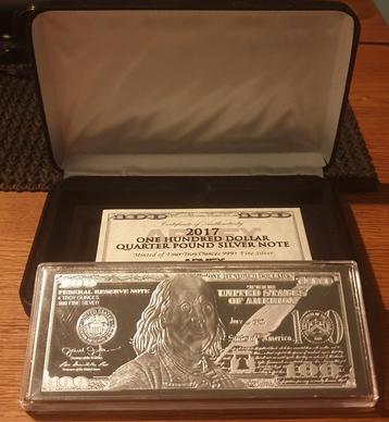 4 oz 999,9/1000 zilveren 100 dollar baar incl. box en coa beschikbaar voor biedingen