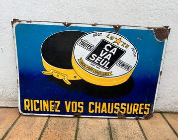 Vintage geëmailleerd bord „Ça va alone” 1949 beschikbaar voor biedingen