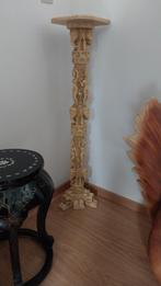 Ivorine,ivoor-look sokkel pilaar met Olifant,vrouw,boeddha's, Enlèvement, Comme neuf