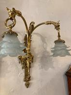 Bronzen wandlusters met drakenkoppen 53 cm hoog, Ophalen, Gebruikt