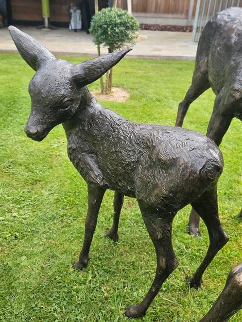 Uniek set bronzen herten., Tuin en Terras, Tuinbeelden, Zo goed als nieuw, Dierenbeeld, Overige materialen, Ophalen