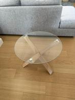 Ronde salontafel met glazen tafelblad, Huis en Inrichting, Tafels | Salontafels, Ophalen, 50 tot 100 cm, Eikenhout, Rond
