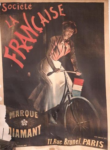 SOCIETE LA FRANCAISE POSTER MARQUE DIAMANT 1905 PARIS FIETS