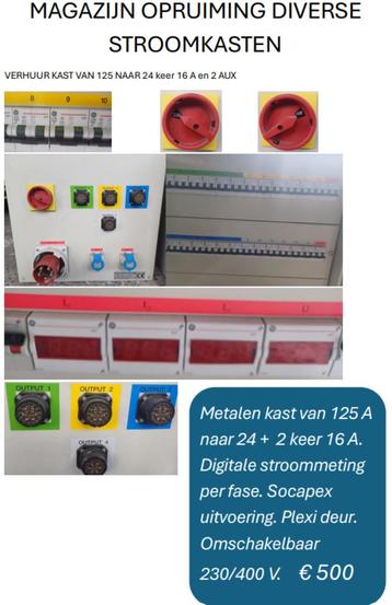 MAGAZIJN OPRUIMING: Stroomkasten van 20 tot 300 euro te koop