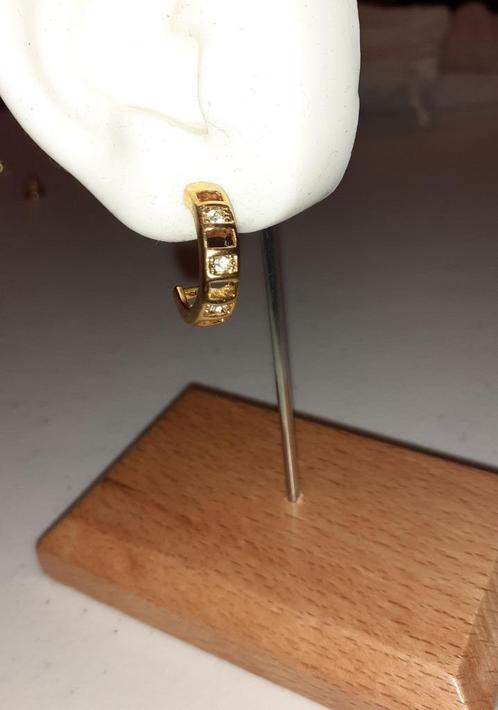 oorstekers vintage goud met witte diamantjes '80, Bijoux, Sacs & Beauté, Boucles d'oreilles, Neuf, Puces ou Clous, Or, Or, Avec cristal