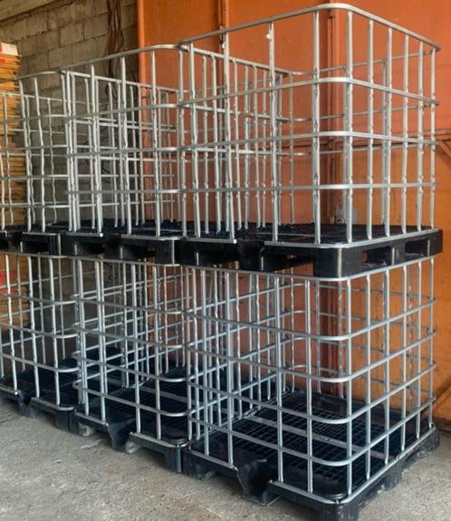1000L lege IBC-tankmanden met plastic pallet, Tuin en Terras, Regentonnen, Gebruikt, Metaal, Ophalen of Verzenden