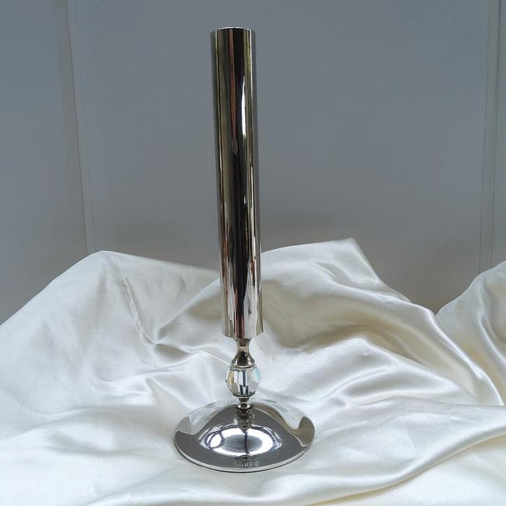 Feestelijk verzilverd buisvaasje., Maison & Meubles, Accessoires pour la Maison | Vases, Noir, Enlèvement ou Envoi