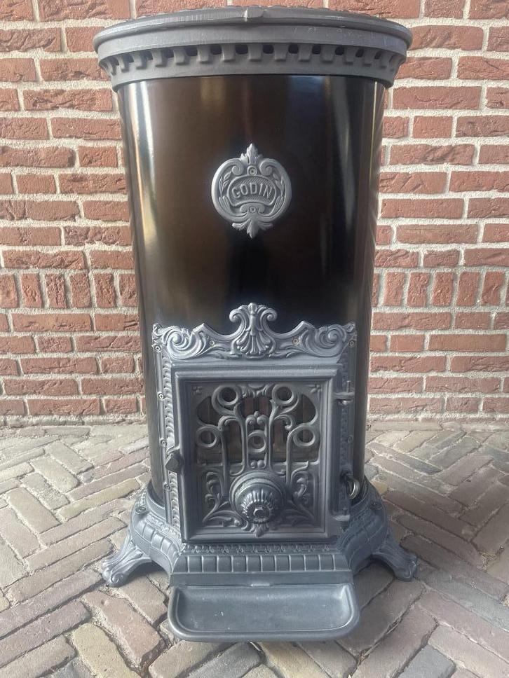 ZGAN grote ovale Godin houtkachel kolen 10KW verwarmd 380m3!, Huis en Inrichting, Kachels, Zo goed als nieuw, Vrijstaand, Allesbrander