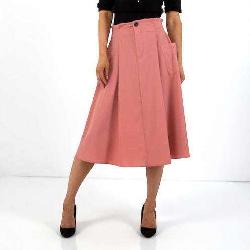 Lange rok wijd uitlopend roze met zakken S, Kleding | Dames, Rokken, Nieuw, Maat 36 (S), Roze, Onder de knie, Verzenden