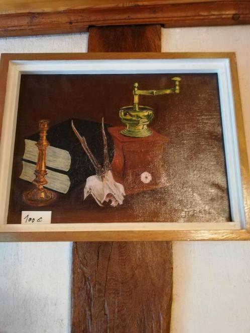 'Le moulin à café ', nature morte signée Gérard Baudrez, Antiquités & Art, Art | Peinture | Classique, Enlèvement ou Envoi