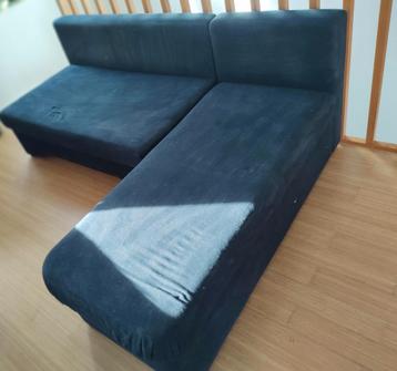 Canapé-lit gratuit en velours/velours noir avec rangements