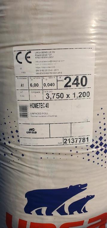 URSA Hometec 40 - 240mm glaswolrol beschikbaar voor biedingen