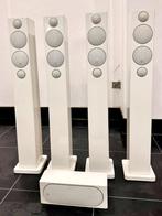 4 x Monitor Audio: Radius 270 speakers + center speaker, wit, Zo goed als nieuw, Surroundset zonder subwoofer, 120 watt of meer