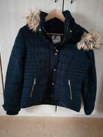 Donkerblauwe dames winterjas met afritsbare kap, maat medium, ANDERE, Gedragen, Blauw, Maat 38/40 (M)