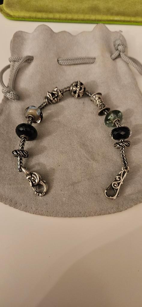 Trollbead met 7 bedeltjes, Handtassen en Accessoires, Armbanden, Gebruikt, Zilver, Zilver, Met bedels of kralen, Ophalen of Verzenden