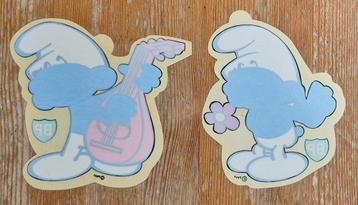 De Smurfen 2 stickers BP jaren '70 Peyo Schtroumpfs beschikbaar voor biedingen