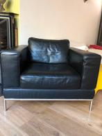 Zwarte leren fauteuil, Huis en Inrichting, Fauteuils, Ophalen, Gebruikt, Corbusier, Leer