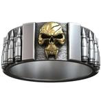 Zilveren skull ring met kogelriem - 925 sterling zilver, Neuf, Femme ou Homme, Argent, Argent