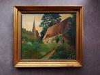 Schilderij woning in landschap, Ophalen of Verzenden