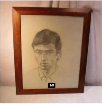 Mooi Oude Tekening 'Droevige Man' - Catherina beschikbaar voor biedingen