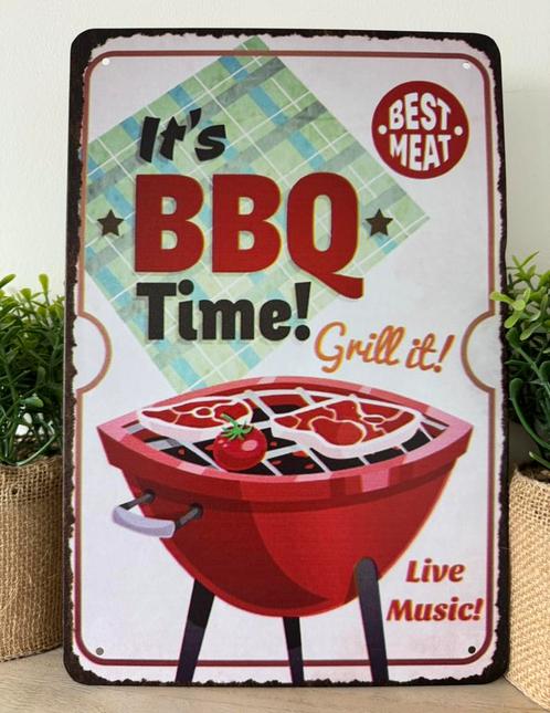 Bbq time metalen wandplaat, Verzamelen, Merken en Reclamevoorwerpen, Nieuw, Reclamebord, Ophalen of Verzenden