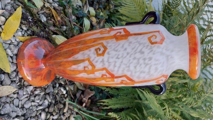 Grote vaas LE VERRE FRANÇAIS/CHARDER 40 cm, Fougères, Antiek en Kunst, Antiek | Vazen, Ophalen of Verzenden