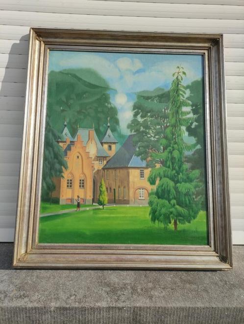 huile sur panneau chateau signe antoon luyckx, Antiek en Kunst, Kunst | Schilderijen | Klassiek, Ophalen of Verzenden