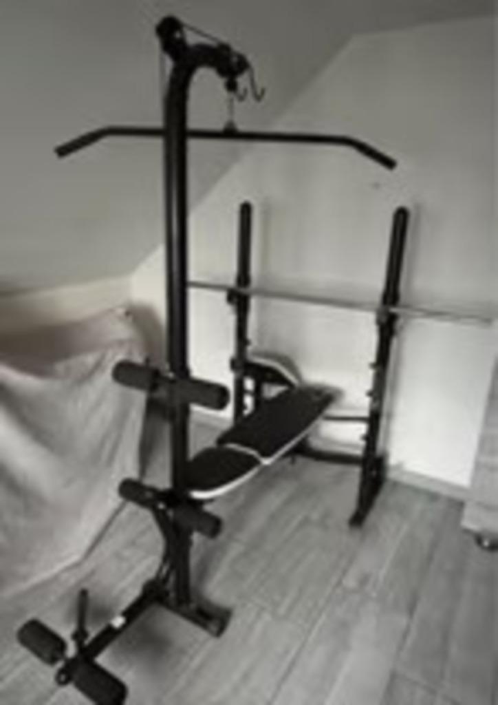 Banc de musculation Domyos, Sport en Fitness, Fitnessapparatuur, Zo goed als nieuw, Armen, Benen, Borst, Buik, Rug, Ophalen