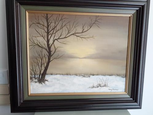 TONY FITELLAER Schilderij "sneeuwlandschap" Prijs: € 25, Huis en Inrichting, Woonaccessoires | Schilderijen, Tekeningen en Foto's