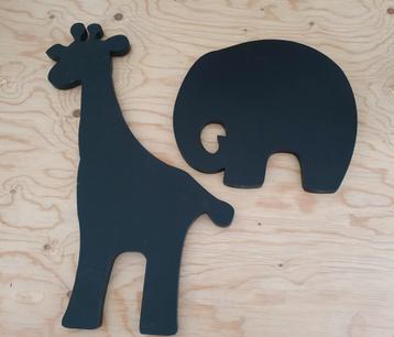 Wanddecoractie olifant & giraf in zwarte kleur, Enlèvement ou Envoi, Comme neuf, Décoration murale