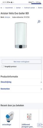 Boiler Ariston Velis Evo, Doe-het-zelf en Bouw, Ophalen, 20 tot 100 liter, Terugslagbeveiliging (TTB), Boiler