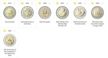 2 euro herdenkingsmunten Vatikaan beschikbaar voor biedingen