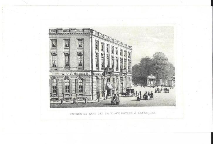 1844 - Bruxelles Place Royale et parc / Brussel, Antiek en Kunst, Kunst | Etsen en Gravures, Ophalen of Verzenden