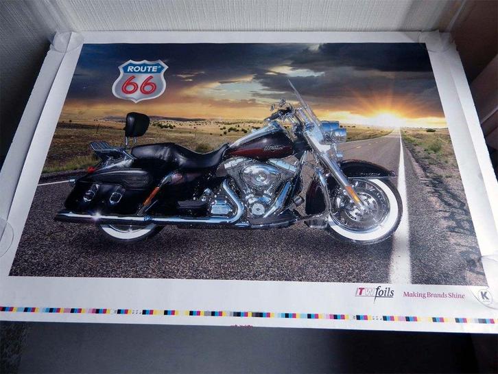 Vintage Fotoprint Poster van Harley Davidson., Collections, Posters & Affiches, Comme neuf, 3D, Enlèvement ou Envoi