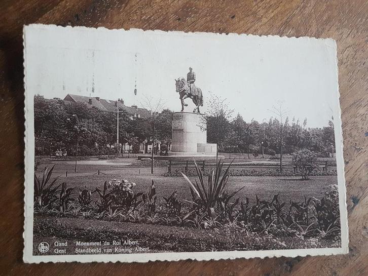 Postkaart Gent Standbeeld van Koning Albert, Verzamelen, Postkaarten | België, Gelopen, Oost-Vlaanderen, 1920 tot 1940, Ophalen of Verzenden