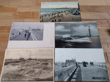 LOT 4:5 CARTES POSTALES ANCIENNES OSTENDE (maalboot-staketse disponible aux enchères