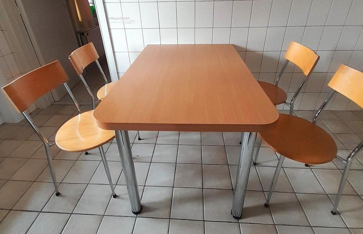 Rechthoekige keukentafel + 4 stoelen., Huis en Inrichting, Tafels | Eettafels, Gebruikt, 50 tot 100 cm, 100 tot 150 cm, Vier personen