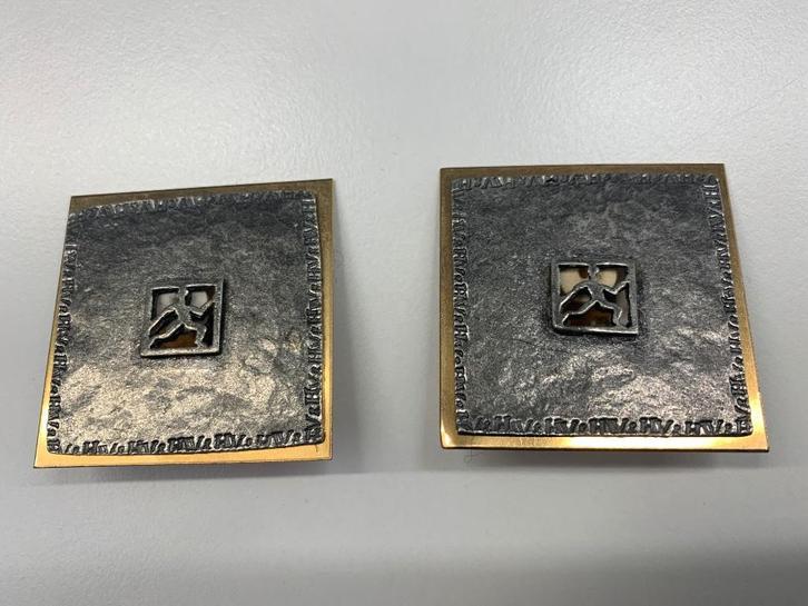 Wouters & Hendrix metalen oorbellen vierkant, Handtassen en Accessoires, Oorbellen, Zo goed als nieuw, Overige materialen, Zwart