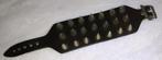 cuff armband leder met 3 rijen spikes, Bijoux, Sacs & Beauté, Bracelets, Envoi, Neuf, Noir, Cuir