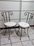 2 chaises de jardin balcon anciennes en fer forgé, Comme neuf, Enlèvement ou Envoi, Deux
