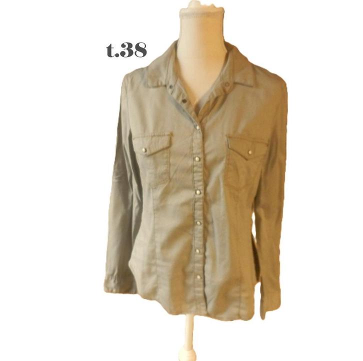(4) -chemisier femme t.38 kaki - jennyfer -, Kleding | Dames, Blouses en Tunieken, Zo goed als nieuw, Maat 38/40 (M), Groen, Ophalen of Verzenden