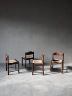 Vintage Mid Century houten stoelen, set van 4, Huis en Inrichting, Stoelen, Ophalen, Zo goed als nieuw, Hout