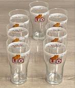 Set van 7 vintage geëmailleerde Leo bierglazen, prijs: 10€, Verzamelen, Ophalen of Verzenden, Zo goed als nieuw
