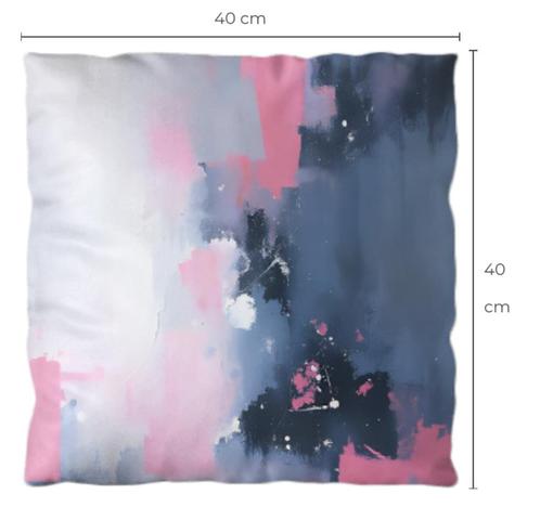 Katoenen kussen 'Whispers of Bloom' 40x40 cm., Huis en Inrichting, Woonaccessoires | Kussens, Nieuw, Blauw, Vierkant, Verzenden