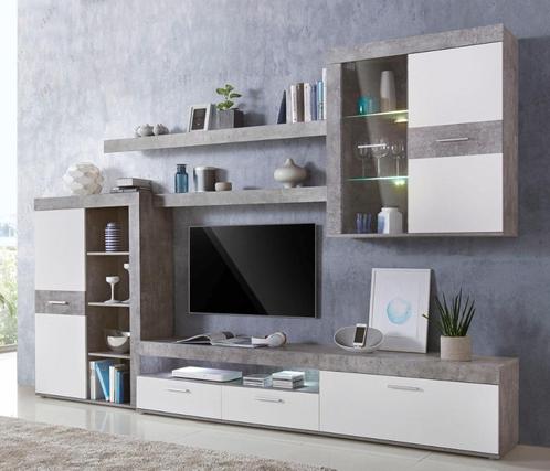 ACTIE! 5-DELIG TV-Meubel MENNO 280x201x41 cm Betongrijs!, Huis en Inrichting, Kasten |Televisiemeubels, Nieuw, 200 cm of meer