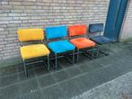 4 Ribstof Stoelen met Chrome Buisframe, Huis en Inrichting, Ophalen, Blauw, Zo goed als nieuw, Vier